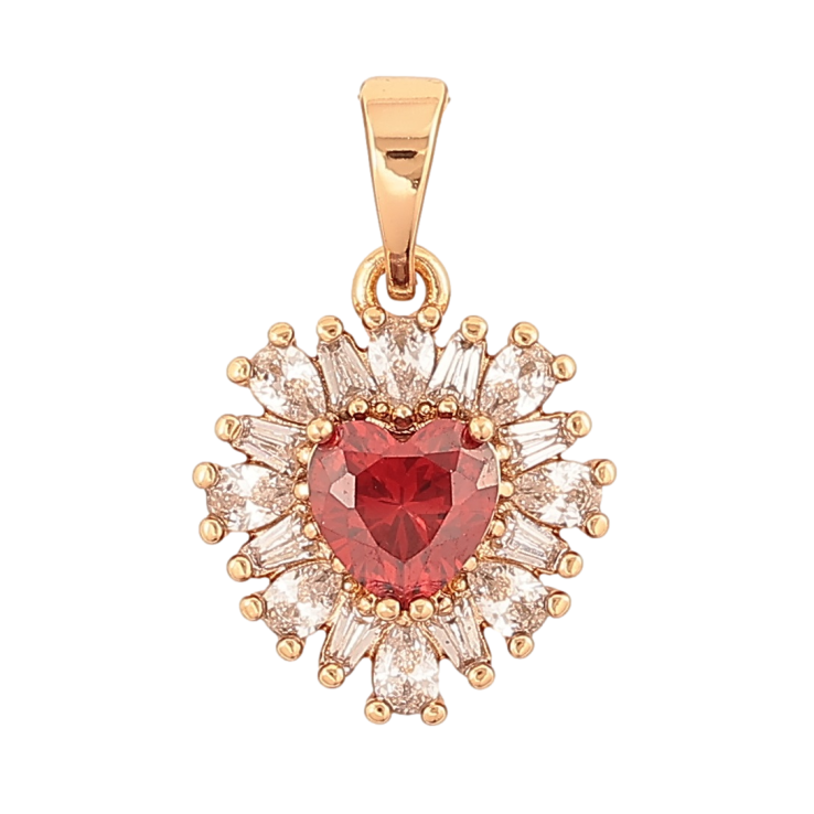 Кулон Xuping Позолота 18K Кристальное сердце с красным кристаллом для цепочки до 5мм фото №20
