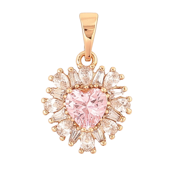 Кулон Xuping Позолота 18K Кристальное сердце с розовым кристаллом для цепочки до 5мм фото №6