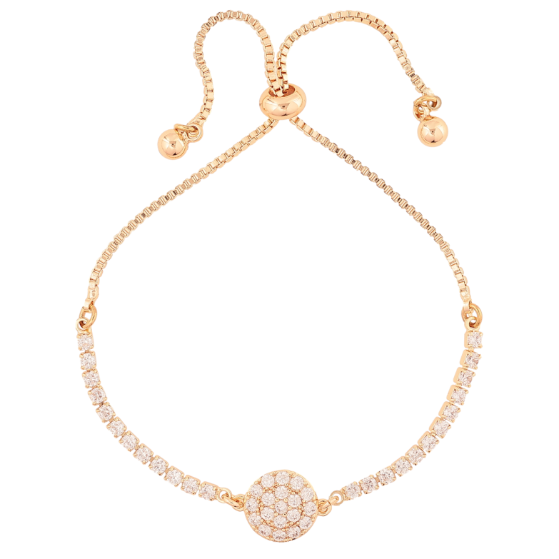 Браслет Xuping M&L Колір 18K «Доріжка кристалів з колом» на бігунку, довжина 12-22см х 1.5мм фото №1