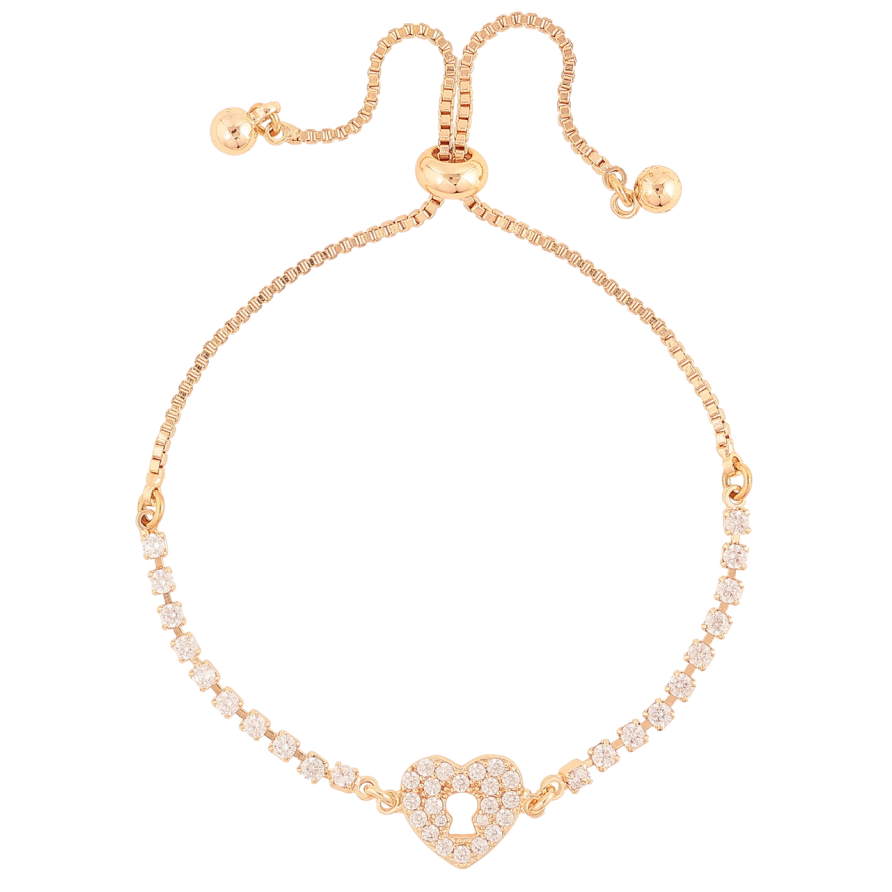 Браслет Xuping M&L Цвет 18K Дорожка кристаллов с сердечком на бегунке, длинна 12-21см х 1.5мм фото №1