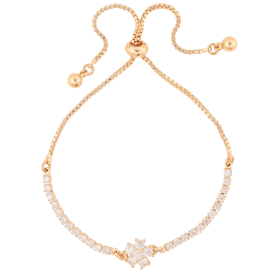 Браслет Xuping M&L Цвет 18K Дорожка кристаллов с цветочком на бегунке, длинна 12-23см х 1.5мм фото №1