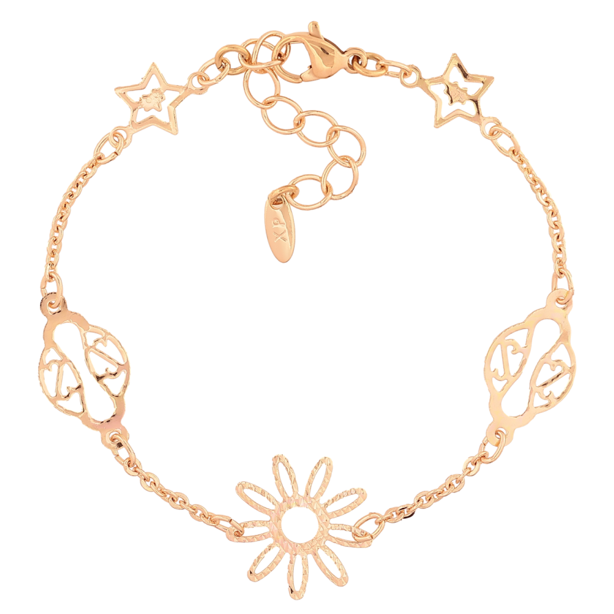 Браслет Xuping M&L Цвет 18K Цепочка с декоративными вставками» длинна с доп. цепочкой 17-20см х 2-16мм фото №1