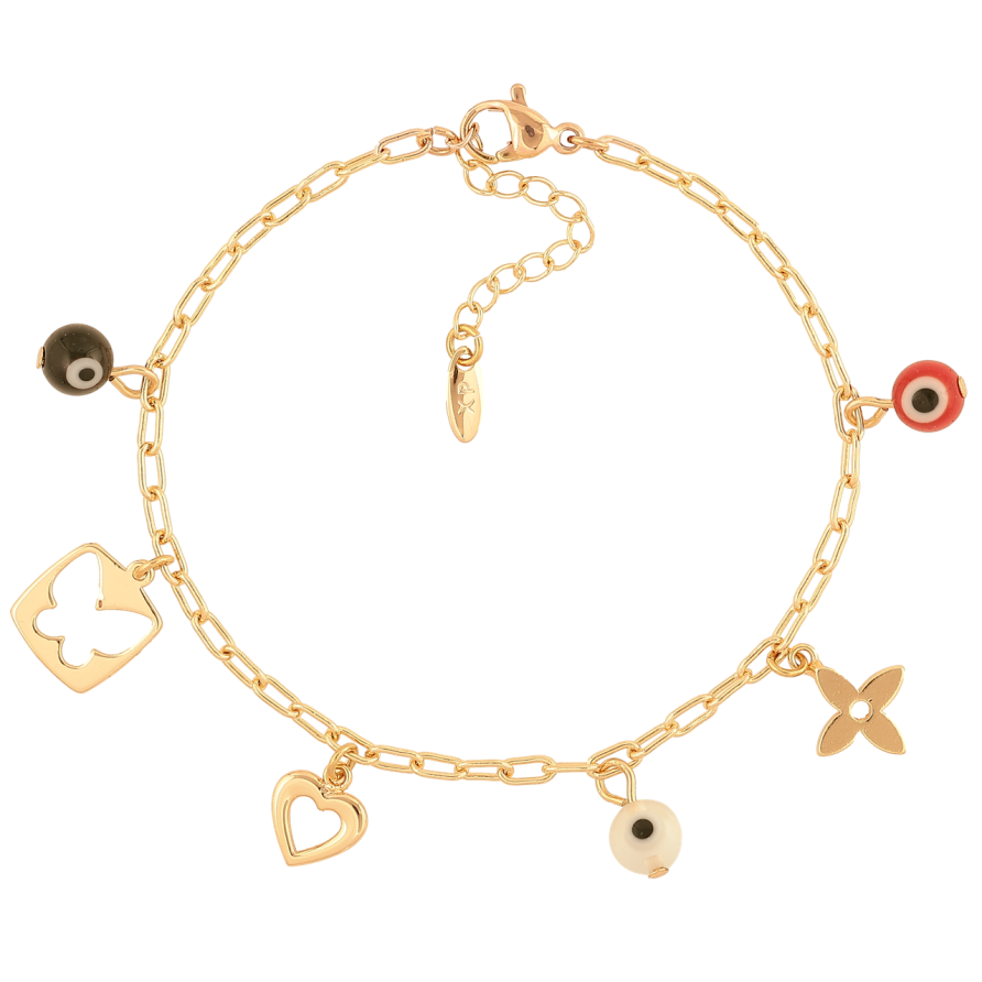 Браслет Xuping M&L Цвет 18K Цепочка с подвесками» длинна с доп. цепочкой 17.5-20.5см х 2.5мм фото №1