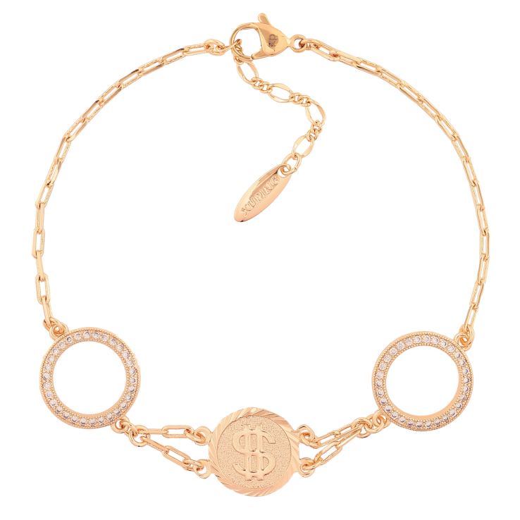 Браслет Xuping M&L Колір 18K «Ланцюжок зі вставкою долар» довжина з доп. ланцюжком 21.5-24.5см х 2.5мм фото №15 Браслет Xuping M&L Колір 18K «Ланцюжок зі вставкою долар» довжина з доп. ланцюжком 21.5-24.5см х 2.5мм фото №15