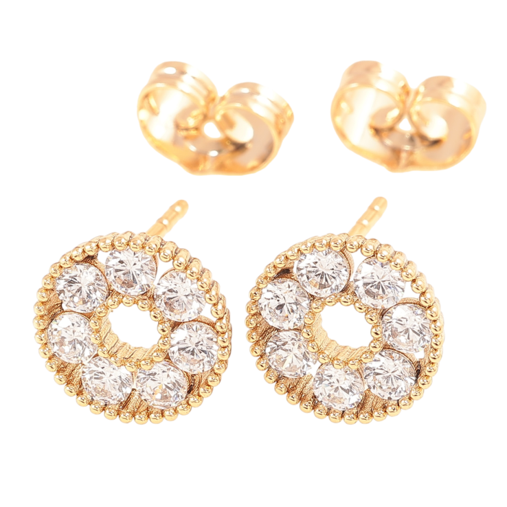Сережки Xuping Позолота 18K пусети «Кришталеві колечка» фото №24