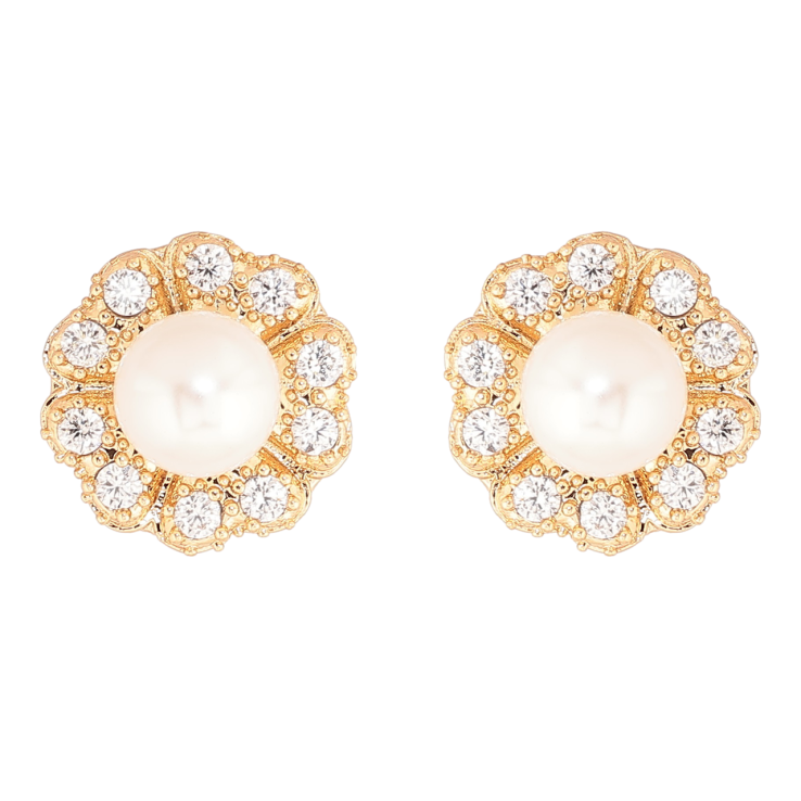 Сережки Xuping Позолота 18K пусети «Квіточки з кристалами та перлиною» фото №12 Сережки Xuping Позолота 18K пусети «Квіточки з кристалами та перлиною» фото №12