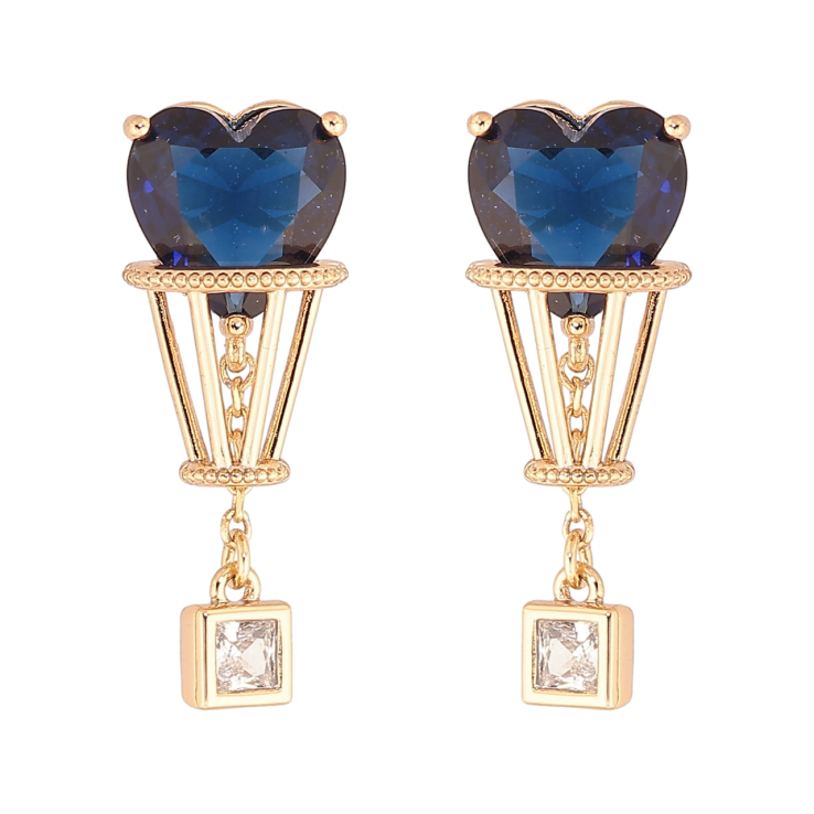 Серьги Xuping Позолота 18K пусеты Декоративные подвески с синими кристальными сердечками фото №7 Серьги Xuping Позолота 18K пусеты Декоративные подвески с синими кристальными сердечками фото №7