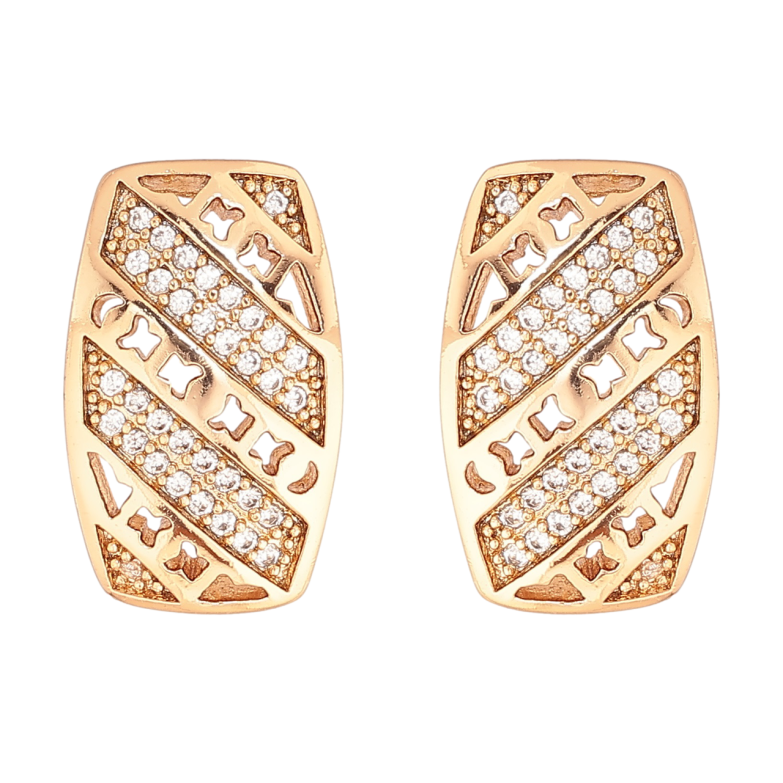 Сережки Xuping Позолота 18K пусети «Різьблений візерунок з інкрустацією кристалами» фото №5 Сережки Xuping Позолота 18K пусети «Різьблений візерунок з інкрустацією кристалами» фото №5