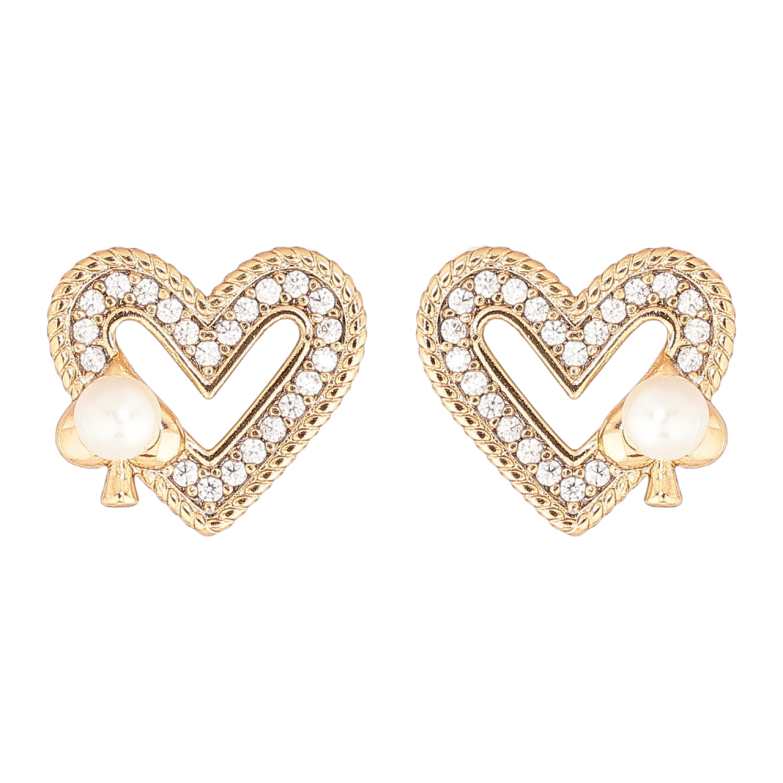 Сережки Xuping Позолота 18K пусети «Сердечка з піками» фото №1 Сережки Xuping Позолота 18K пусети «Сердечка з піками» фото №1