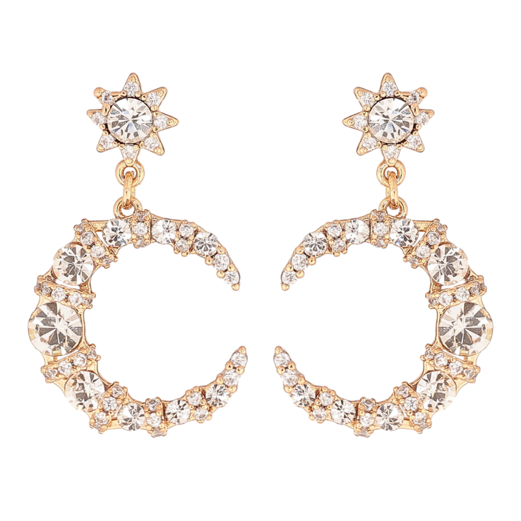 Сережки Xuping Позолота 18K пусети «Кришталеві півмісяці» фото №8 Сережки Xuping Позолота 18K пусети «Кришталеві півмісяці» фото №8