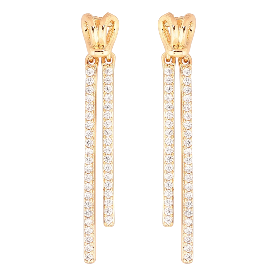 Серьги Xuping Позолота 18K пусеты Подвески с кристальными дорожками фото №1 Серьги Xuping Позолота 18K пусеты Подвески с кристальными дорожками фото №1