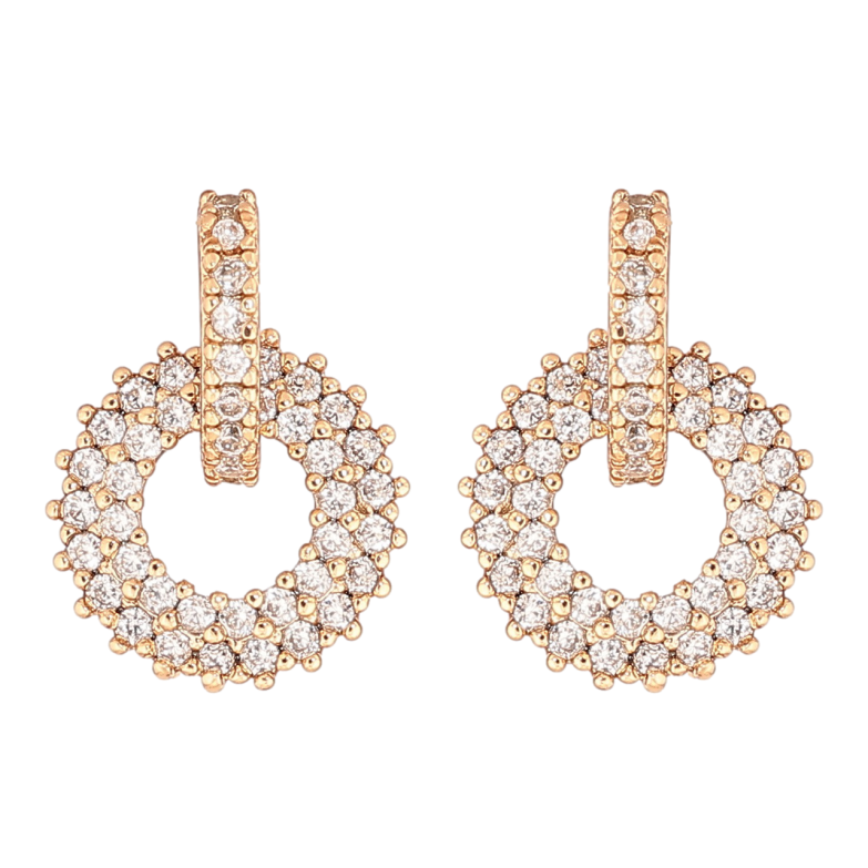 Сережки Xuping Позолота 18K пусети «Кришталеві колечка» фото №1 Сережки Xuping Позолота 18K пусети «Кришталеві колечка» фото №1