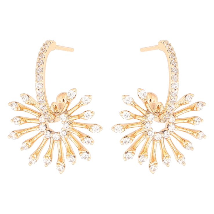 Серьги Xuping Позолота 18K пусеты Дуги с искристыми подвесками фото №4 Серьги Xuping Позолота 18K пусеты Дуги с искристыми подвесками фото №4
