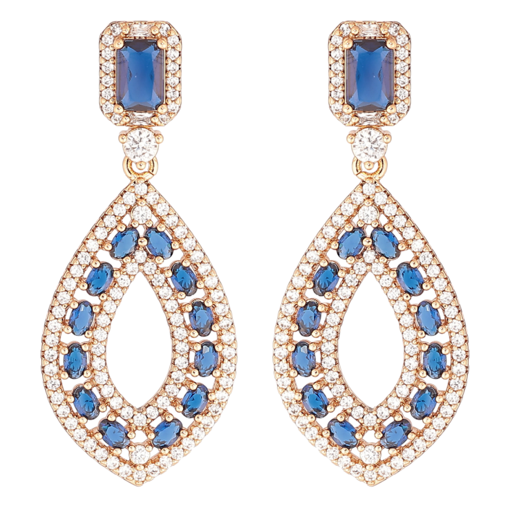 Серьги Xuping JEAN GOUJON Позолота 18K пусеты Роскошные подвески с инкрустацией бело-синими кристаллами фото №22