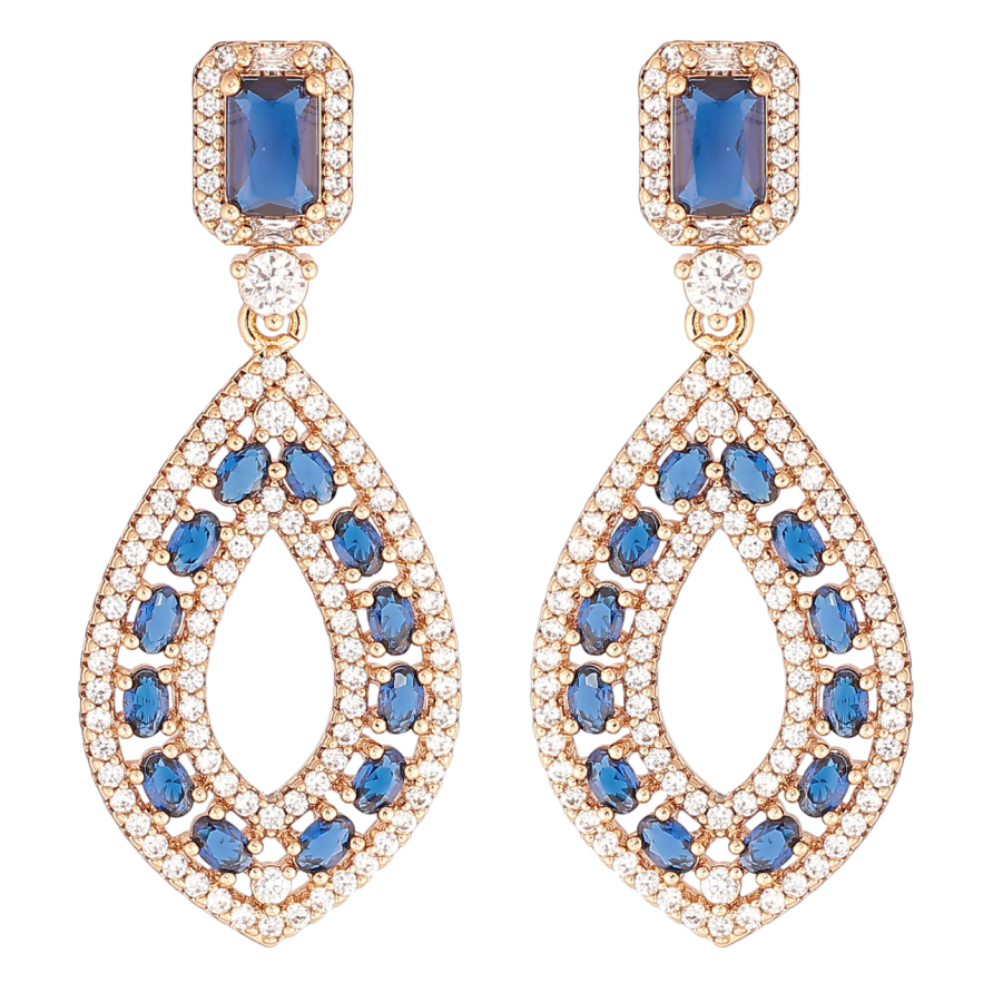 Серьги Xuping JEAN GOUJON Позолота 18K пусеты Роскошные подвески с инкрустацией бело-синими кристаллами фото №1