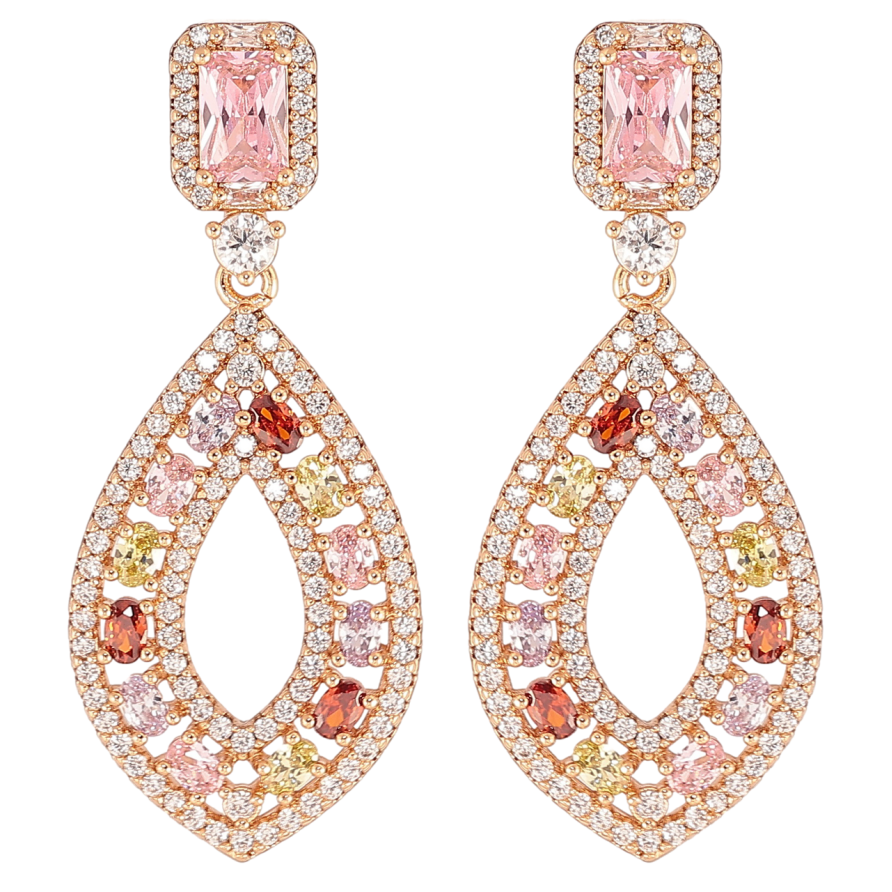 Серьги Xuping JEAN GOUJON Позолота 18K пусеты Роскошные подвески с инкрустацией разноцветными кристаллами фото №1