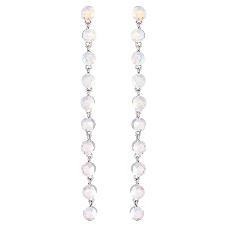 Серьги Xuping цвет Родий с кристаллами Swarovski пусеты Кристалльные подвески АВ фото №21
