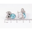Серьги Xuping цвет Родий с кристаллами Swarovski английский замок Совы с кристаллами Blue Zircon фото №2