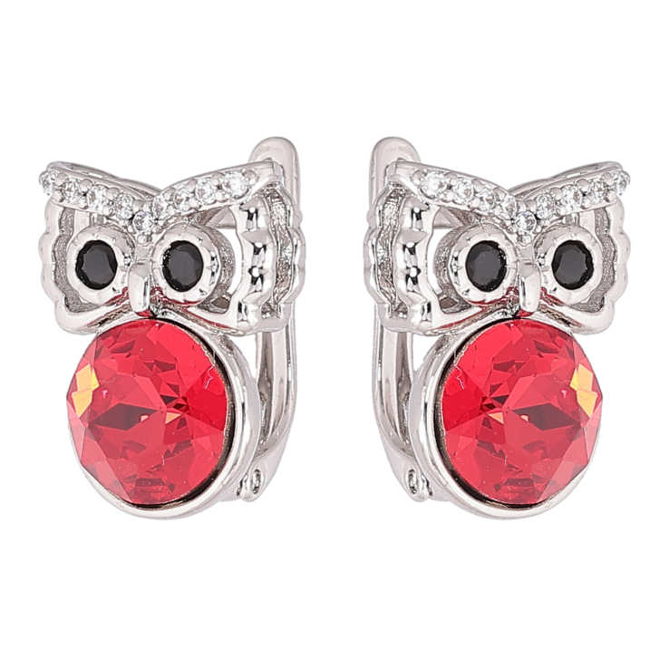 Сережки Xuping колір Родій з кристалами Swarovski англійський замок «Сови з кристалами Siam» фото №17
