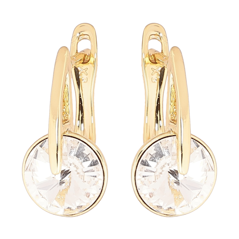 Сережки Xuping колір 14K з кристалами Swarovski англійський замок «Кристал Clear» фото №2 Сережки Xuping колір 14K з кристалами Swarovski англійський замок «Кристал Clear» фото №2