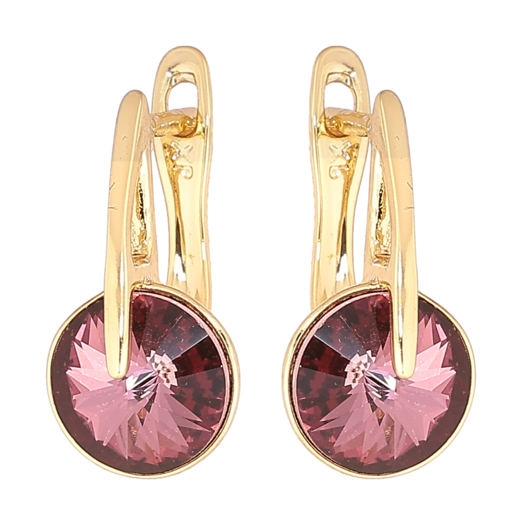 Сережки Xuping колір 14K з кристалами Swarovski англійський замок «Кристал Burgundy» фото №5