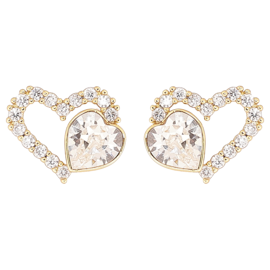 Сережки Xuping колір 14K з кристалами Swarovski пусети «Кришталеві сердечка Clear» фото №1 Сережки Xuping колір 14K з кристалами Swarovski пусети «Кришталеві сердечка Clear» фото №1