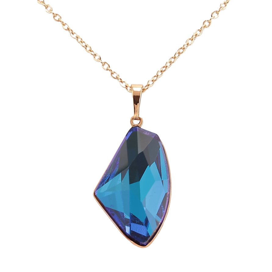 Кулон Xuping колір 18K з кристалами Swarovski на ланцюжку Кристал Capri Blue» довжина 40-45см х 2мм фото №1 Кулон Xuping колір 18K з кристалами Swarovski на ланцюжку Кристал Capri Blue» довжина 40-45см х 2мм фото №1