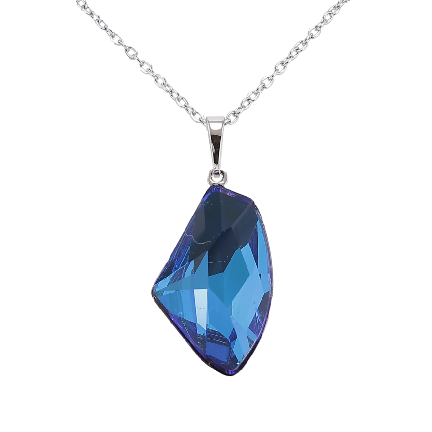 Кулон Xuping колір Родій із кр-ми Swarovski на ланцюжку «Кристал Metallic Blue» довжина 40-47см х 2мм фото №1