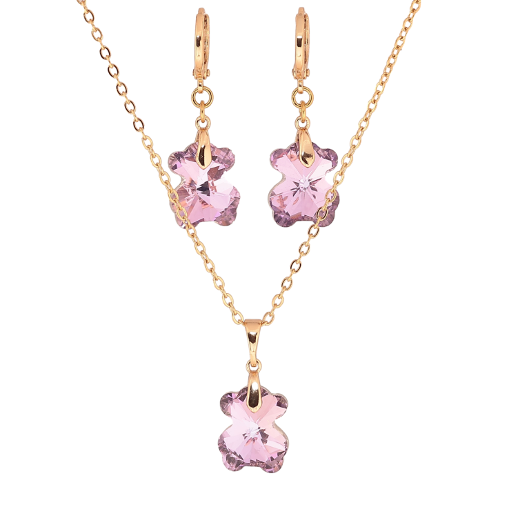 Набор Xuping цвет 18K с кр-ми Swarovski Серьги Кулон на цепочке Кристальные мишки Amethyst дл. 40-45см фото №8