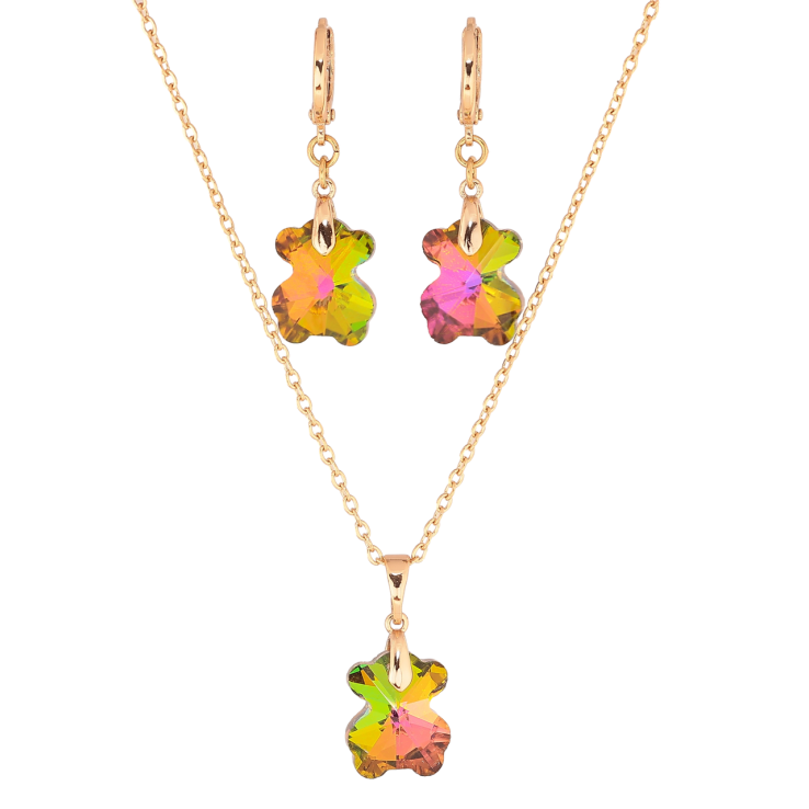 Набор Xuping цвет 18K с кр-ми Swarovski Серьги Кулон на цепочке Кристальные мишки Vitrail Me дл. 40-45см фото №3 Набор Xuping цвет 18K с кр-ми Swarovski Серьги Кулон на цепочке Кристальные мишки Vitrail Me дл. 40-45см фото №3