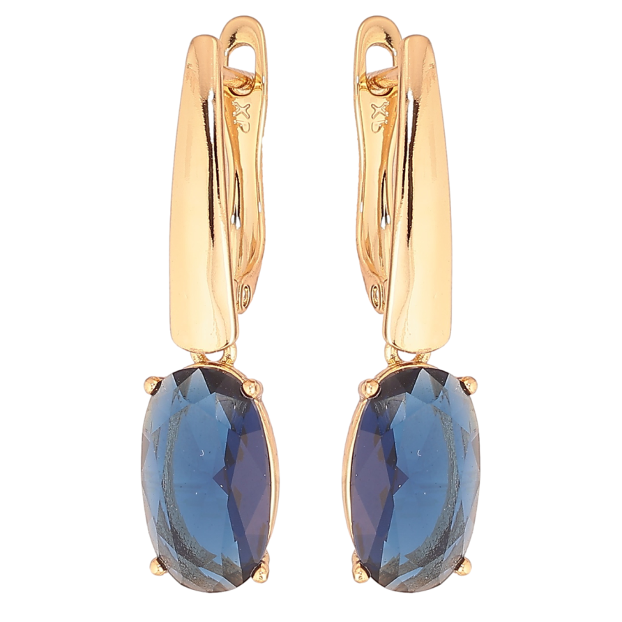 Сережки Xuping Позолота 18K англійський замок «Підвіски з синім кристалом» фото №1 Сережки Xuping Позолота 18K англійський замок «Підвіски з синім кристалом» фото №1