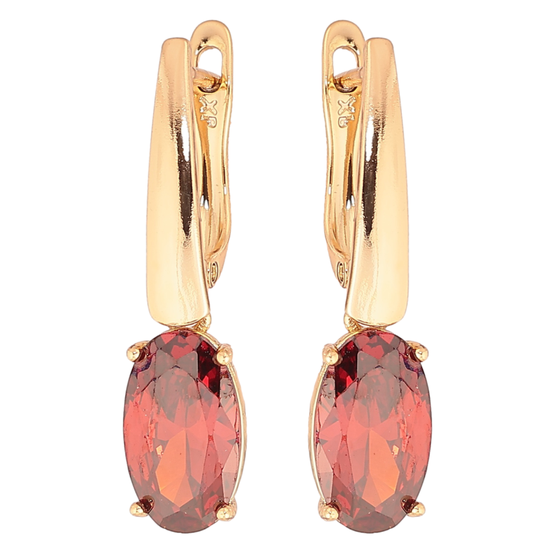 Серьги Xuping Позолота 18K английский замок Подвески с красным кристаллом фото №3 Серьги Xuping Позолота 18K английский замок Подвески с красным кристаллом фото №3