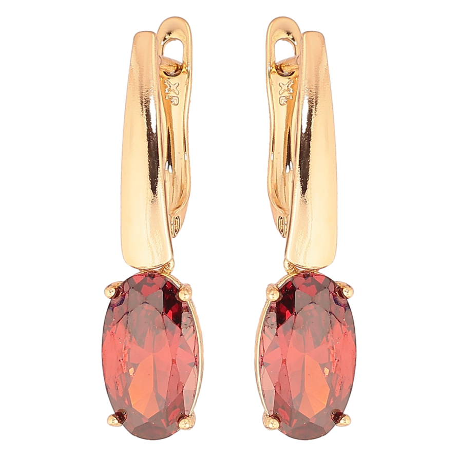 Серьги Xuping Позолота 18K английский замок Подвески с красным кристаллом фото №1 Серьги Xuping Позолота 18K английский замок Подвески с красным кристаллом фото №1