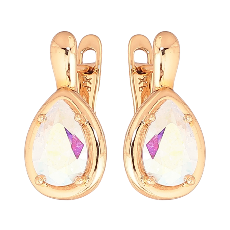 Серьги Xuping Позолота 18K английский замок Радужные кристальные капельки фото №7 Серьги Xuping Позолота 18K английский замок Радужные кристальные капельки фото №7