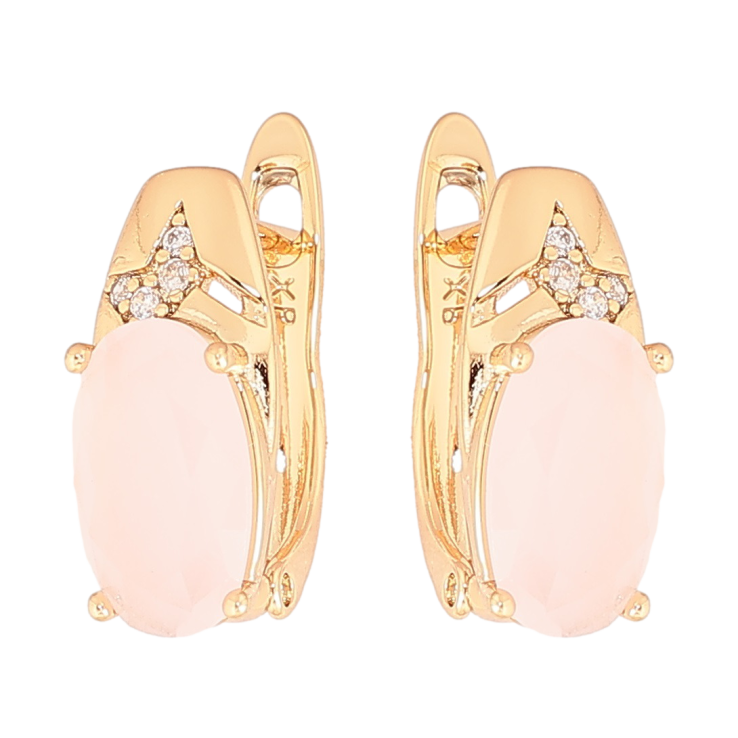 Серьги Xuping Позолота 18K английский замок Узор с розовым кристаллом фото №3 Серьги Xuping Позолота 18K английский замок Узор с розовым кристаллом фото №3