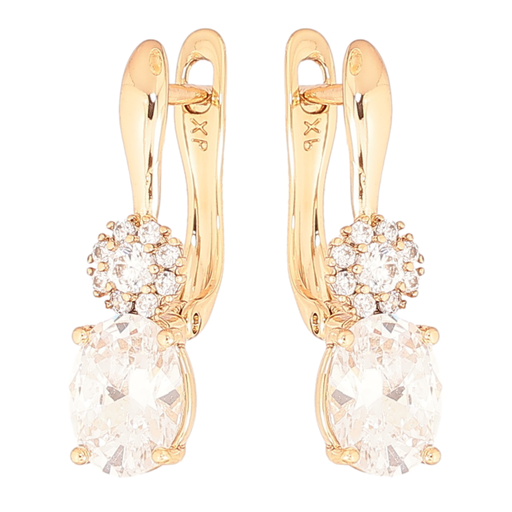 Серьги Xuping Позолота 18K английский замок Граненный кристалл с кристальным цветочком фото №18 Серьги Xuping Позолота 18K английский замок Граненный кристалл с кристальным цветочком фото №18