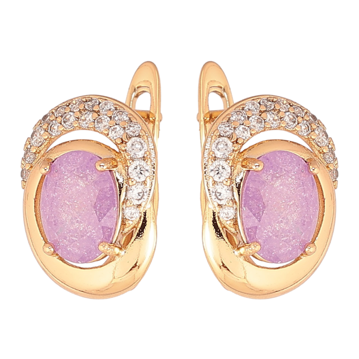 Серьги Xuping Позолота 18K английский замок Узор с сиреневыми кристаллами фото №14 Серьги Xuping Позолота 18K английский замок Узор с сиреневыми кристаллами фото №14