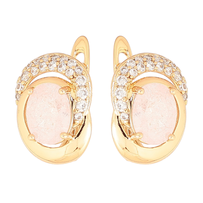 Серьги Xuping Позолота 18K английский замок Узор с розовыми кристаллами фото №1 Серьги Xuping Позолота 18K английский замок Узор с розовыми кристаллами фото №1