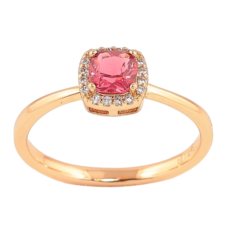 Кольцо Xuping Позолота 18K Малиновый кристалл в обрамлении мелких кристалликов фото №12