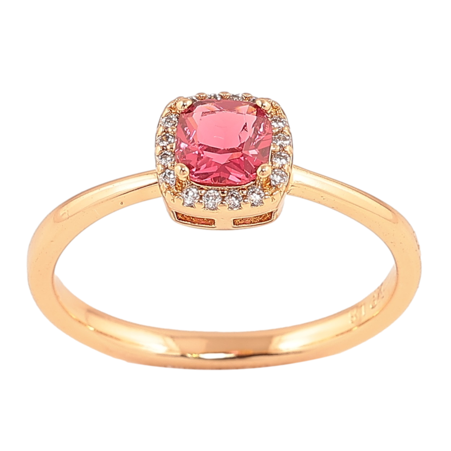 Кольцо Xuping Позолота 18K Малиновый кристалл в обрамлении мелких кристалликов фото №1 Кольцо Xuping Позолота 18K Малиновый кристалл в обрамлении мелких кристалликов фото №1