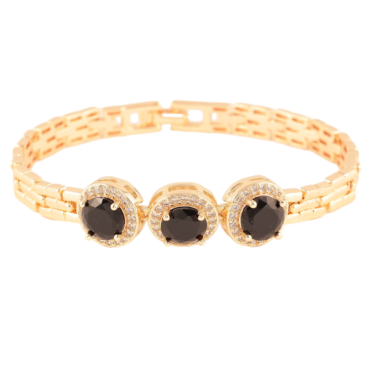 Браслет Xuping M&L Колір 18K «Візерунок з чорними кристалами» довжина 19см х 7мм фото №12 Браслет Xuping M&L Колір 18K «Візерунок з чорними кристалами» довжина 19см х 7мм фото №12