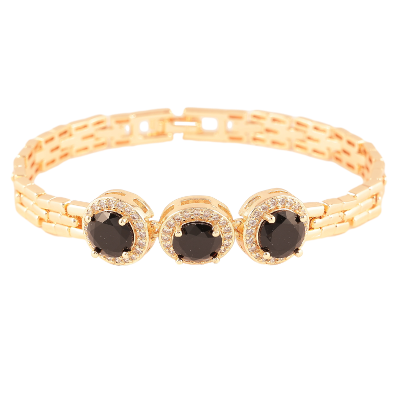 Браслет Xuping M&L Колір 18K «Візерунок з чорними кристалами» довжина 19см х 7мм фото №1 Браслет Xuping M&L Колір 18K «Візерунок з чорними кристалами» довжина 19см х 7мм фото №1