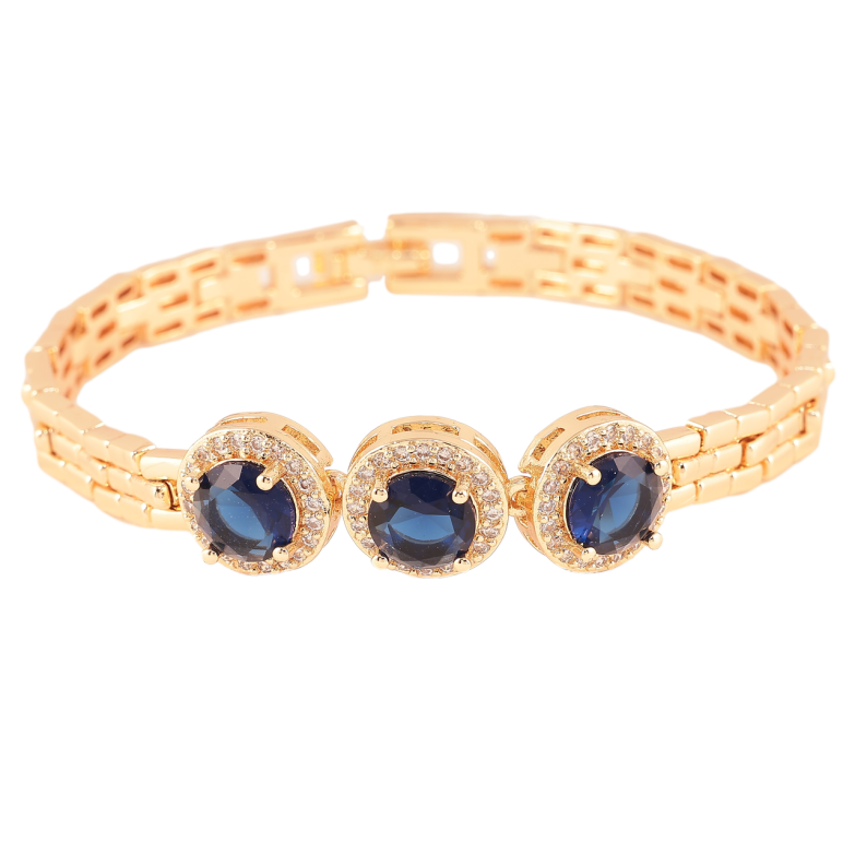 Браслет Xuping M&L Колір 18K «Візерунок з синіми кристалами» довжина 19см х 7мм фото №5 Браслет Xuping M&L Колір 18K «Візерунок з синіми кристалами» довжина 19см х 7мм фото №5