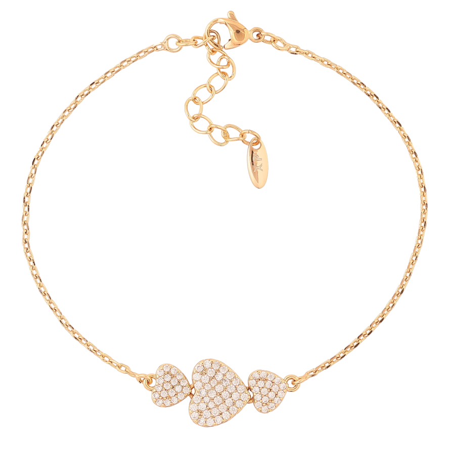 Браслет Xuping Позолота 18K «Ланцюжок з сердечками» довжина з дод.цеп. 18-21.5см х 1.5мм фото №1