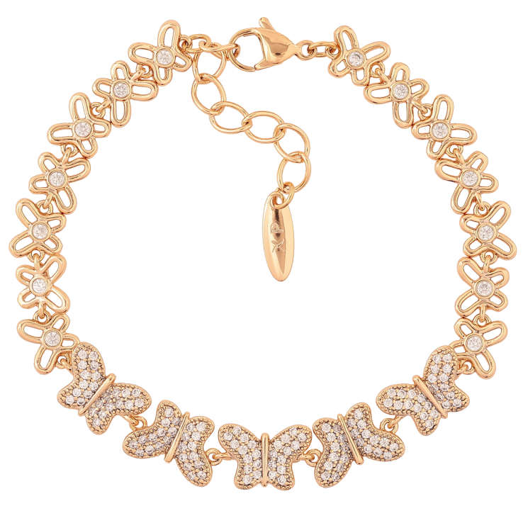 Браслет Xuping Позолота 18K Бабочки длина с доп.цепочка 18-21.5см х 7-9мм фото №9