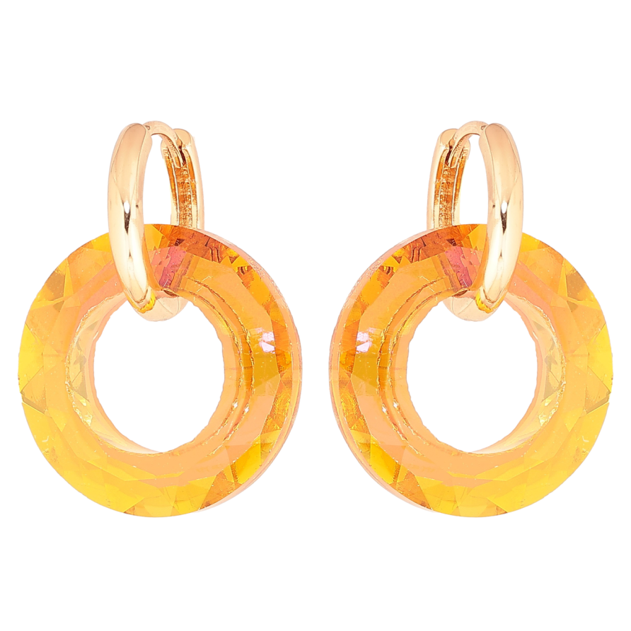 Серьги Xuping Позолота 18K подвески на колечках Оранжевые кристальные колечки 2 в 1 фото №1 Серьги Xuping Позолота 18K подвески на колечках Оранжевые кристальные колечки 2 в 1 фото №1