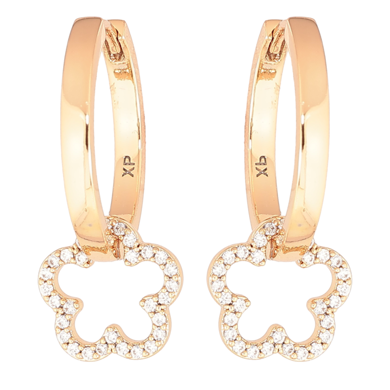 Сережки Xuping Позолота 18K підвіски на колечках «Кришталеві квіточки» 2 в 1 фото №9 Сережки Xuping Позолота 18K підвіски на колечках «Кришталеві квіточки» 2 в 1 фото №9