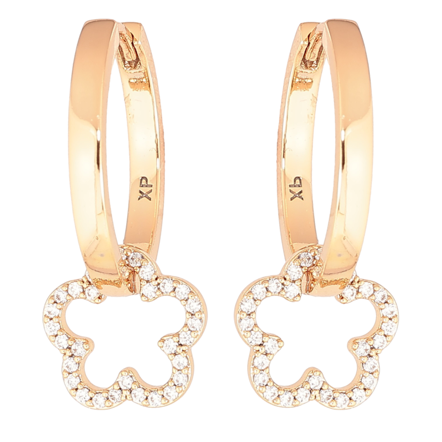 Серьги Xuping Позолота 18K подвески на колечках Кристальные цветочки 2 в 1 фото №1 Серьги Xuping Позолота 18K подвески на колечках Кристальные цветочки 2 в 1 фото №1