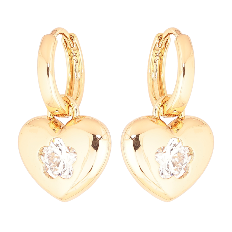 Сережки Xuping Позолота 18K підвіски на колечках «Сердечка» 2 в 1 фото №1