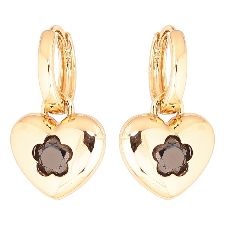 Сережки Xuping Позолота 18K підвіски на колечках «Сердечка з чорним кристалом» 2 в 1 фото №4 Сережки Xuping Позолота 18K підвіски на колечках «Сердечка з чорним кристалом» 2 в 1 фото №4